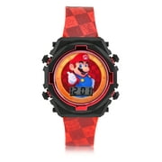 Mario Kids Contrast Colored Case Flashing Lights LCD Watch with Printed Strap (GSM4230WM)